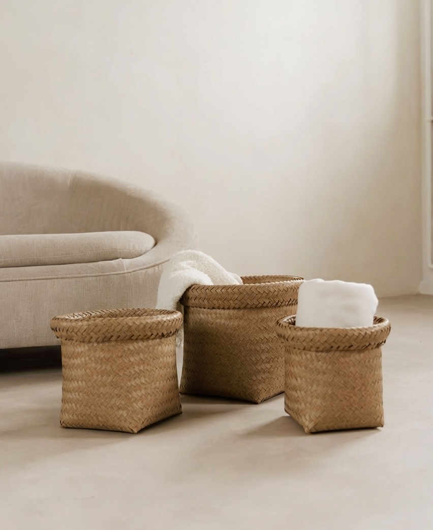 Fold Top Baskets - Set of Three