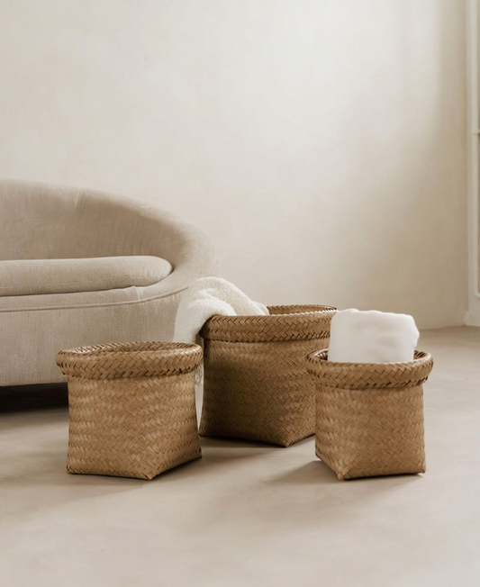 Fold Top Baskets - Set of Three
